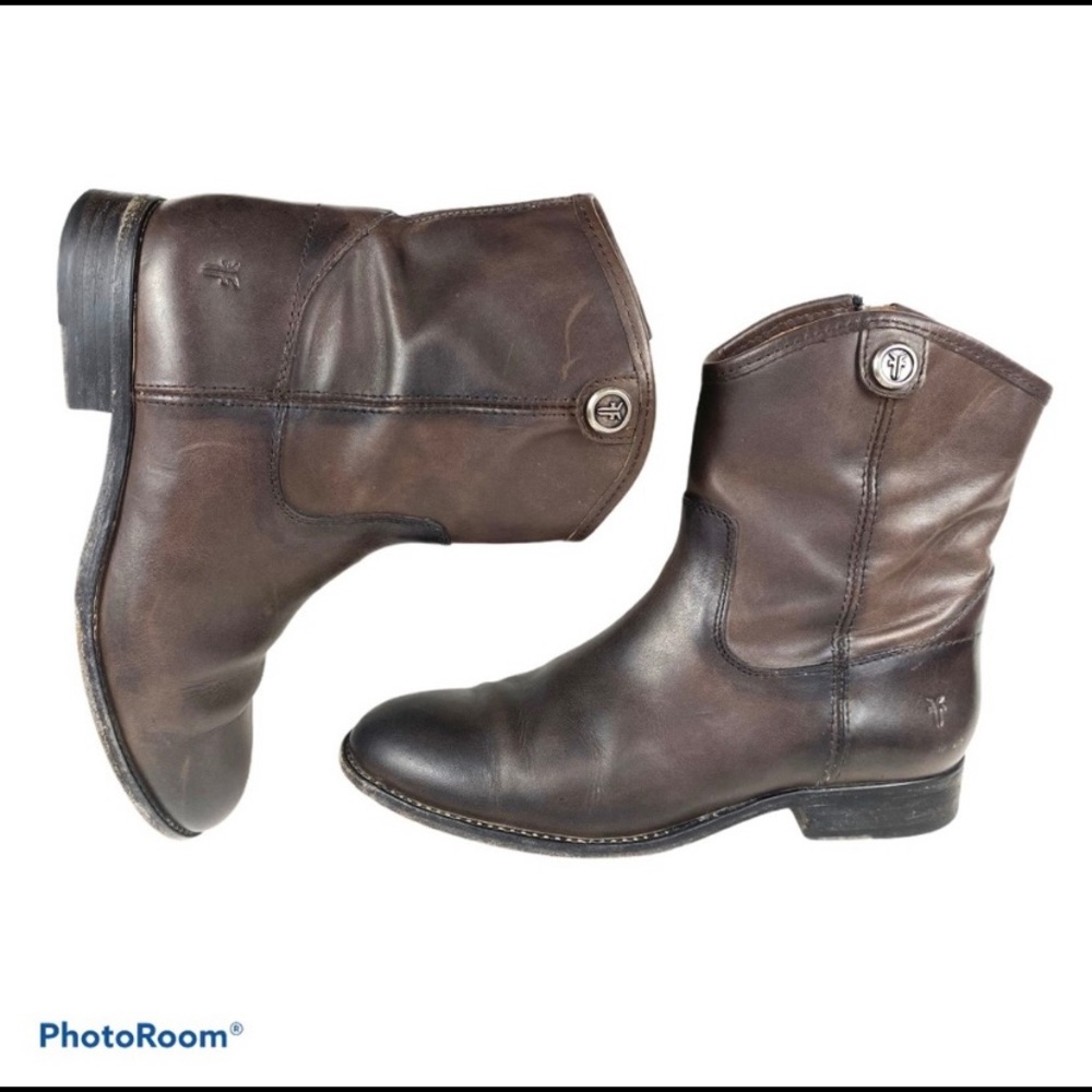 FRYE Melissa Button Short Boot Slate Wash Antique